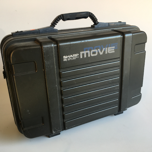 VIDEO CAMERA, Black Sharp Movie Camera in Black Hard Case